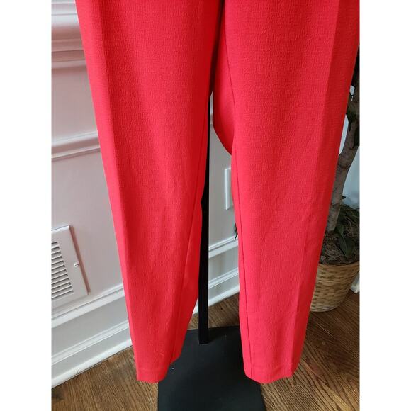 7th Avenue 2 Piece Suit Womens L/14 Red Pockets Slim Fit Notch Lapel Tie Waist - Picture 15 of 16